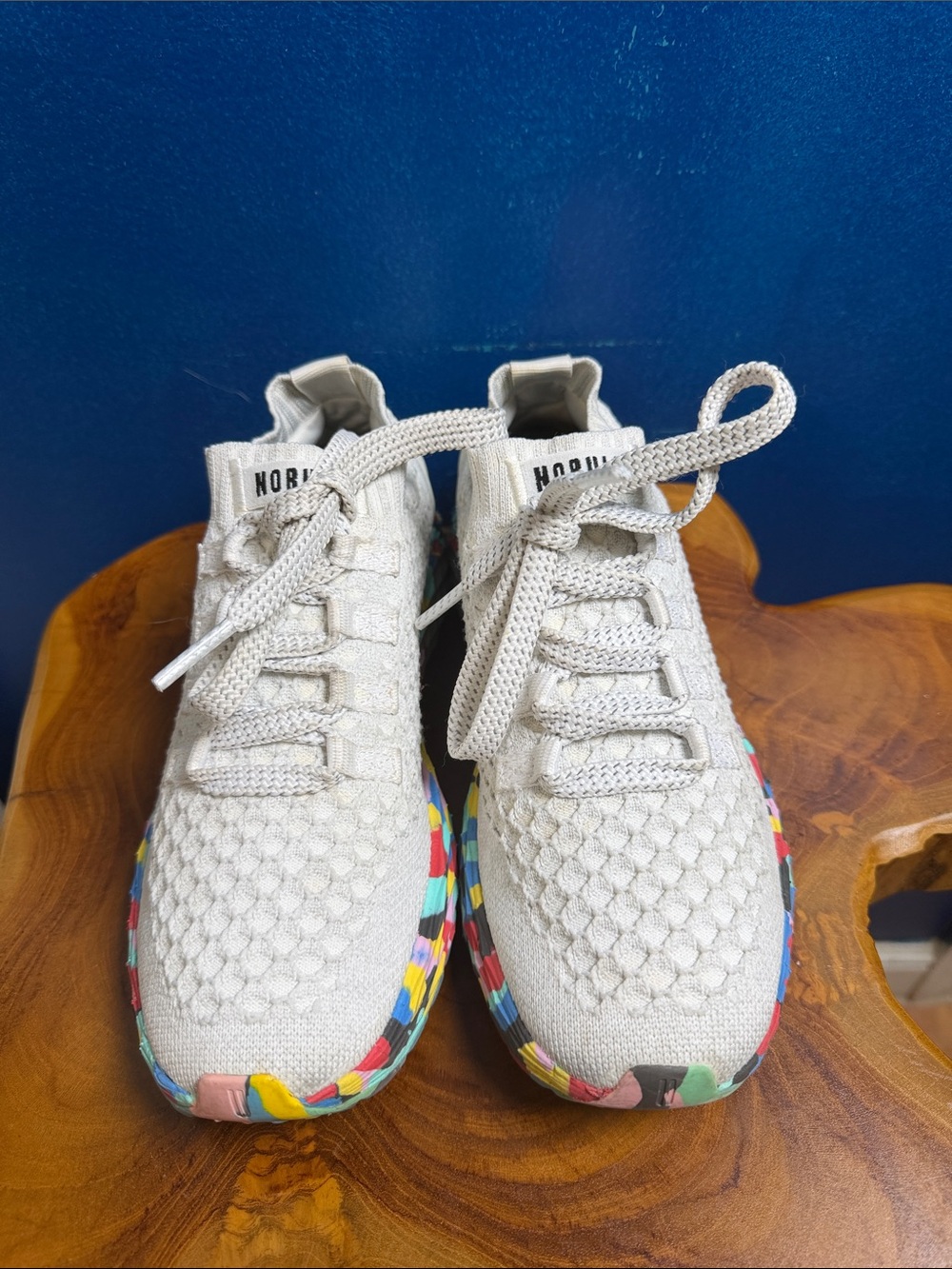 Women’s NOBULL White Wild Knit Running Sneakers Shoes Size 6.5